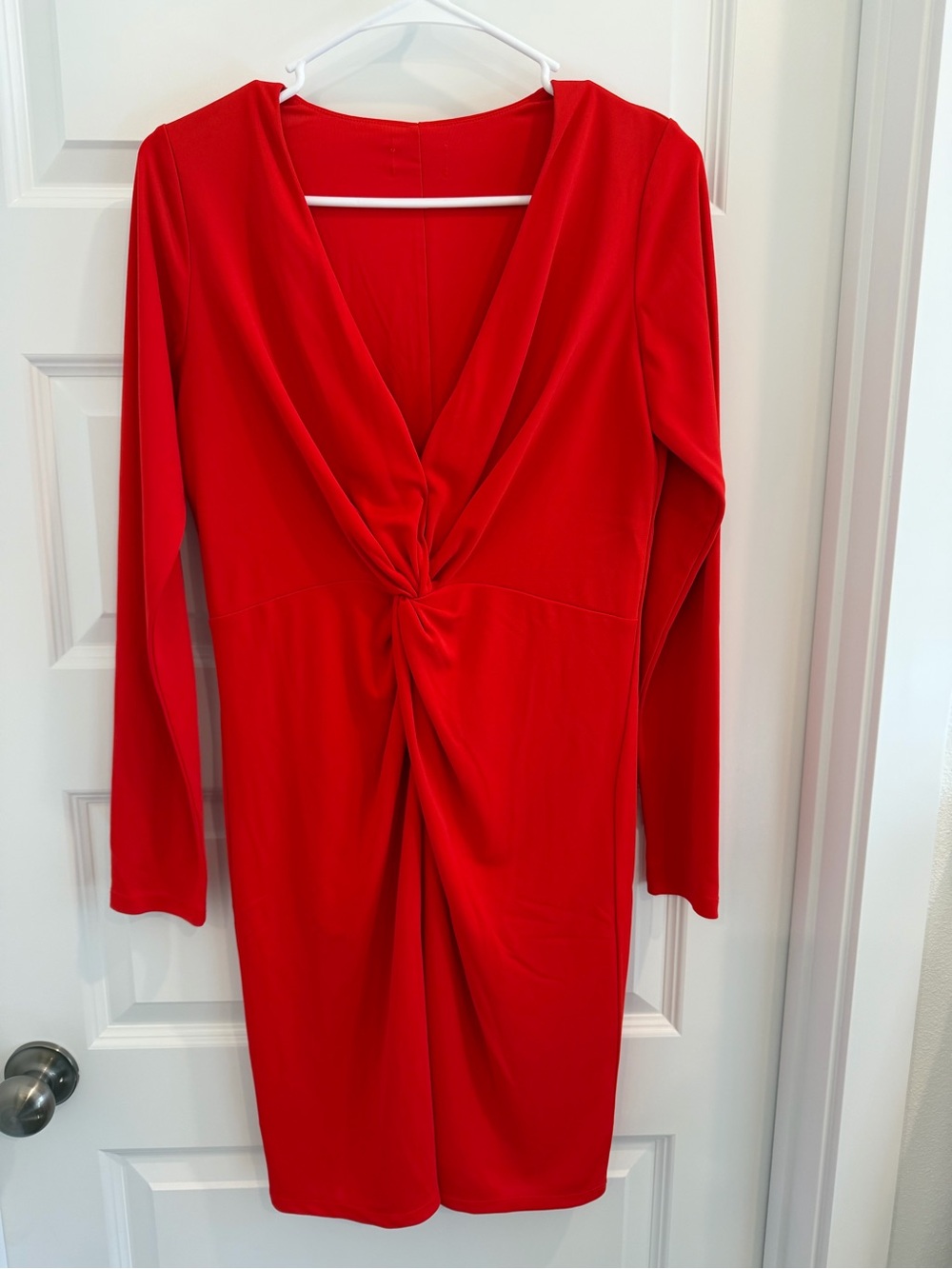 H&M Red Long-Sleeve Twist-Front Dress